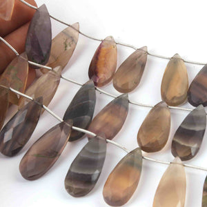 1 Strand Multi Fluorite Faceted Pear Shape Briolettes - Jewelry Making Supplies - 30mmx11mm-29mmx10mm 8 Inch BR3225 - Tucson Beads