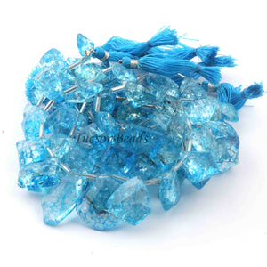 1 Long Strand Blue Crystal Faceted Briolettes - Fancy Shape  Briolettes 11mmx10mm-29mmx17mm - 9 Inches BR0271 - Tucson Beads