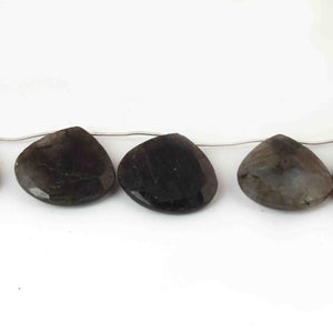1 Strand Natural Labradorite Faceted Heart Shape Briolettes - Jewelry Making Supplies - 33mmx33mm-30mmx32mm 9 Inch BR3228 - Tucson Beads