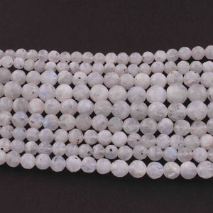 1  Long Strand White Labradorite Faceted Briolettes  - Round Shape Briolettes , Jewelry Making Supplies 4mm-8mm 13.5 Inches BR0599 - Tucson Beads
