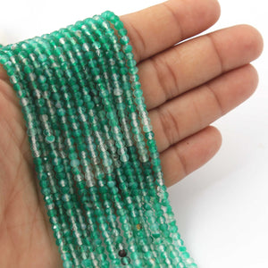 5 Long Strand Shaded Green Onyx Faceted Beads Rondelles - Round gemstone Rondelles beads- 3mm 13 Inch Long RB0322 - Tucson Beads