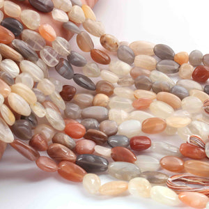 1  Strand Multi Moonstone Smooth Oval Shape Beads -Gemstone Oval Briolettes 10mmx8mm-15mmx8mm 13 inch br01802 - Tucson Beads