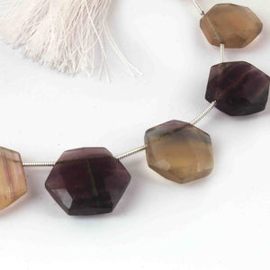 1 Strand Multi Fluorite  Faceted Hexagon Shape Briolettes - Jewelry Making Supplies - 18mmx16mm-15mmx16mm 9 Inch BR3246 - Tucson Beads