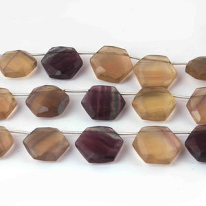 1 Strand Multi Fluorite  Faceted Hexagon Shape Briolettes - Jewelry Making Supplies - 18mmx16mm-15mmx16mm 9 Inch BR3246 - Tucson Beads