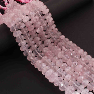1 Strand Rose Quartz  Faceted Rondelles - Rose Quartz Rondelles Beads 10mm-16mm 8 Inch BR02186 - Tucson Beads