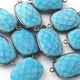 9 Pcs Turquoise Oxidized Sterling Silver Faceted Rectangle Shape Double Bail Connector - 27mmx16mm SS148 - Tucson Beads