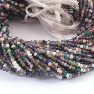 5 Strands Excellent Quality Multi Stone Faceted Rondelles - Mix Stone Roundles Beads 3mm 13 Inches RB0321 - Tucson Beads