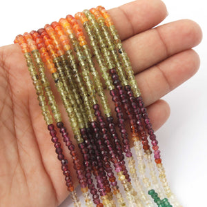 5 Strands Excellent Quality Multi Stone Faceted Rondelles - Mix Stone Roundles Beads 3mm 13 Inches RB0327 - Tucson Beads