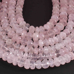 1 Strand Rose Quartz  Faceted Rondelles - Rose Quartz Rondelles Beads 7mm-11mm 8 Inch BR02189 - Tucson Beads