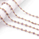 1 Feet Pink Amethyst  Beads Rosary Style Beaded Chain - Pink Amethyst Beads Wire Wrapped 925 Sterling Vermeil - 4mm-5mm SRC081 - Tucson Beads