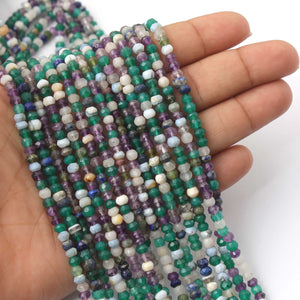 5 Strands Excellent Quality Multi Stone Faceted Rondelles - Mix Stone Roundles Beads 4mm-5mm 13 Inches RB0317 - Tucson Beads