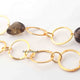 1 Necklace 24 K Gold Plated with Smoky Quartz Gemstone Copper Link Chain, Round Ring Chain, -19mmx18mm-26mmx16mm-  26 Inches, GPC1227 - Tucson Beads