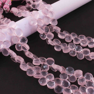 1  Strand Rose Quartz Smooth Briolettes  - Heart Shape Briolettes  - 7mm - 8 Inches BR0549 - Tucson Beads