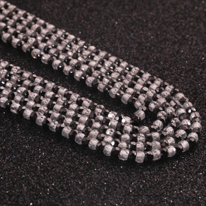 5 Strands  Black And White Zircon CZ Necklace , Gemstone Faceted Rondelles Ready To Wear Necklace -  Black And White Zircon  3mm 14 Inch BR02863 - Tucson Beads