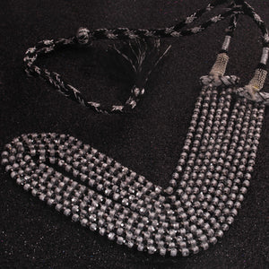5 Strands  Black And White Zircon CZ Necklace , Gemstone Faceted Rondelles Ready To Wear Necklace -  Black And White Zircon  3mm 14 Inch BR02863 - Tucson Beads