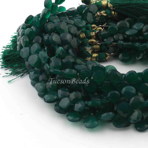 1 Strand Green Onyx Faceted Briolettes -Heart Shape Briolettes - 11mm-6mm 9 inch BR0269 - Tucson Beads