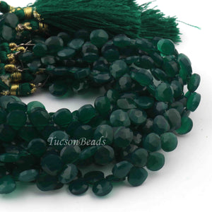 1 Strand Green Onyx Faceted Briolettes -Heart Shape Briolettes - 11mm-6mm 9 inch BR0269 - Tucson Beads
