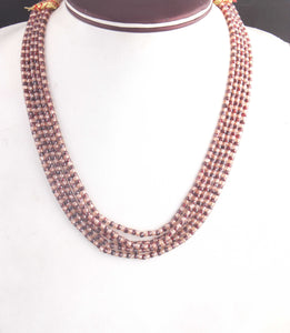 5 Strands Mehrun And Peach  Zircon CZ Necklace , Gemstone Faceted Rondelles Ready To Wear Necklace -  Mehrun And Peach Zircon 3mm 15 Inch BR02865 - Tucson Beads