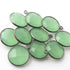 10 Pcs Green Chalcedony Oxidized Sterling Silver Gemstone Faceted Round Shape Single Bail Pendant -18mmx15mm SS644