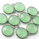 10 Pcs Green Chalcedony Oxidized Sterling Silver Gemstone Faceted Round Shape Single Bail Pendant -18mmx15mm SS644 - Tucson Beads