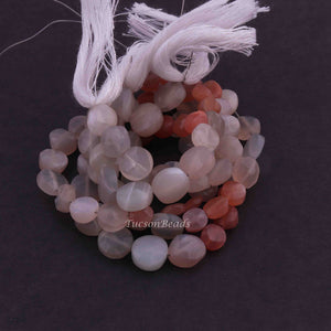 1 Strand Multi Moonstone Faceted Coin Briolettes - Multi Moonstone Coin Beads 10mmx7mm 8 Inch BR3079 - Tucson Beads