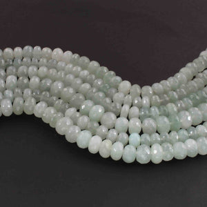 1  Strand Light Green Moonstone  Faceted Rondelles - Gemstone  Rondelles Beads- 8mm-11mm 8 Inches BR02198 - Tucson Beads