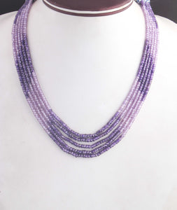 5 Strands Shaded Purple Zircon CZ Necklace , Gemstone Faceted Rondelles Ready To Wear Necklace - Shaded Purple Zircon  3mm 14 Inch BR02862 - Tucson Beads
