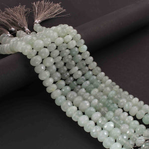 1  Strand Light Green Moonstone  Faceted Rondelles - Gemstone  Rondelles Beads- 8mm-11mm 8 Inches BR02198 - Tucson Beads