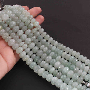 1  Strand Light Green Moonstone  Faceted Rondelles -Gemstone  Rondelles Beads 9mm-12mm 8 Inches BR02194 - Tucson Beads