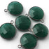 6 Pcs Green Onyx Oxidized Sterling Silver Gemstone Faceted Round Shape Single Bail Pendant -18mmx15mm  SS462