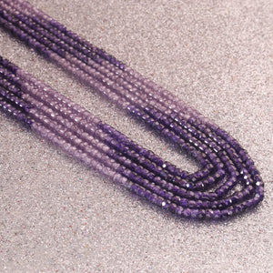 5 Strands Shaded Purple Zircon CZ Necklace , Gemstone Faceted Rondelles Ready To Wear Necklace - Shaded Purple Zircon  3mm 14 Inch BR02862 - Tucson Beads