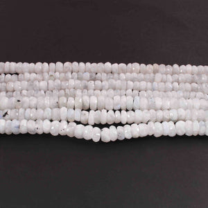 1 Long Strand White Rainbow  Moonstone Faceted Rondelles - 7mm-13mm -8 Inches BR02184 - Tucson Beads