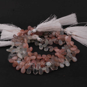 1 Strand Multi Moonstone Pear Briolettes - Pear Shape Briolettes -11mmx6mm- 10 Inch BR0300 - Tucson Beads