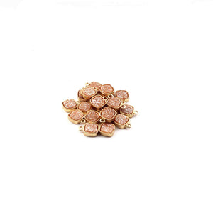 10 Pcs Mystic Druzy Square Drop Pendant, 24k Gold Plated, Titanium Pendant, Bezel Pendant 9mmX7mm PC1033 - Tucson Beads