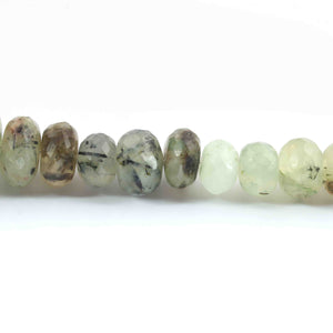 1 Strand Prehnite Faceted Roundels -Gemstone Roundels  Beads- 10mm-15mm -8 Inches BR02196 - Tucson Beads