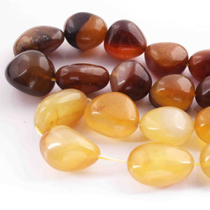 1 Strand Shaded Yellow Chalcedony Smooth Briolettes -Tumbled Shape Briolettes - 12mmx11m-26mmx19mm- 17 Inches BR01819 - Tucson Beads