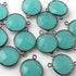 13 Pcs Blue Aqua Chalcedony Gemstone Faceted Oxidized Sterling Silver Round Shape Double Bail Connector -21mmx15mm  SS471