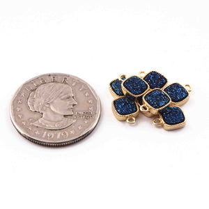 10 Pcs Mystic Druzy Square Drop Pendant, 24k Gold Plated, Titanium Pendant, Bezel Pendant 9mmX7mm PC1029 - Tucson Beads