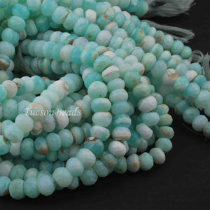 1 Long Strand Peru Opal Faceted Rondelles - Peru  Opal Roundel Beads 9mm-10mm 14  Inches BR0281 - Tucson Beads