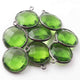 8 Pcs Peridot Oxidized Sterling Silver Gemstone Faceted Round Shape Single Bail Pendant -18mmx15mm  SS949 - Tucson Beads