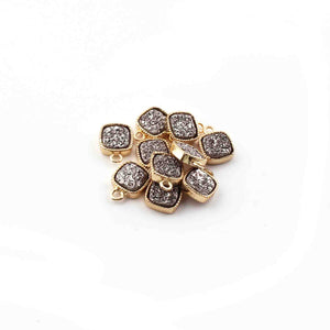 10 Pcs Mystic Druzy Square Drop Pendant, 24k Gold Plated, Titanium Pendant, Bezel Pendant 9mmX7mm PC1032 - Tucson Beads