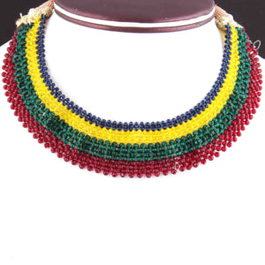 Multi Hydro Beaded Necklace AAA Quality Gemstone Necklace Colorful Mat Necklace -2mm-3mm- 8 Inches - SPB0062 - Tucson Beads
