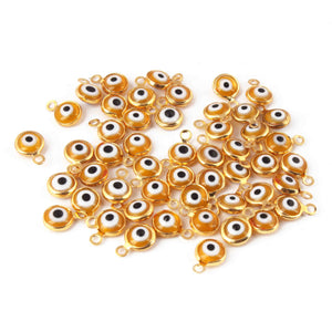 10 Pcs Yellow Evil eye charm 24k Gold Plated Pendant, evil eye pendant, glass evil eye charms 7mm-10mm PC595 - Tucson Beads