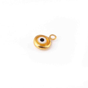 10 Pcs Yellow Evil eye charm 24k Gold Plated Pendant, evil eye pendant, glass evil eye charms 7mm-10mm PC595 - Tucson Beads