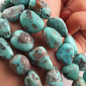 1 Strand Natural Turquoise Faceted Briolettes - Assorted Shape Briolettes -8mmx9mm-21mmx13mm -15 Inches BR01294 - Tucson Beads