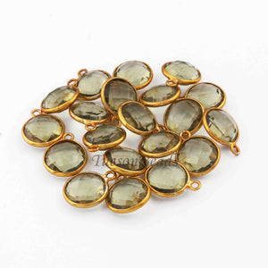 5  Pcs Mix Stone Faceted 925 Sterling Vermeil Round Shape Pendant , Mix Stone Colors Add- On Charm As Pendant 13mmx10mm  SS0009 - Tucson Beads