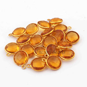 5  Pcs Mix Stone Faceted 925 Sterling Vermeil Round Shape Pendant , Mix Stone Colors Add- On Charm As Pendant 13mmx10mm  SS0009 - Tucson Beads