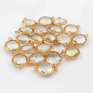 5  Pcs Mix Stone Faceted 925 Sterling Vermeil Round Shape Connector , Mix Stone Colors Add- On Charm As Connector 17mmx11mm  SS0010 - Tucson Beads