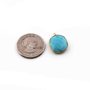 7 Pcs Turquoise 24k Gold Plated Faceted Assorted Shape Double Bail Connector 26mmx18mm-21mmx15mm PC462 - Tucson Beads