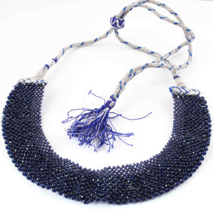 Blue Hydro Beaded Necklace AAA Quality Gemstone Necklace Blue  Mat Necklace -2mm-3mm- 9 Inches - SPB0060 - Tucson Beads